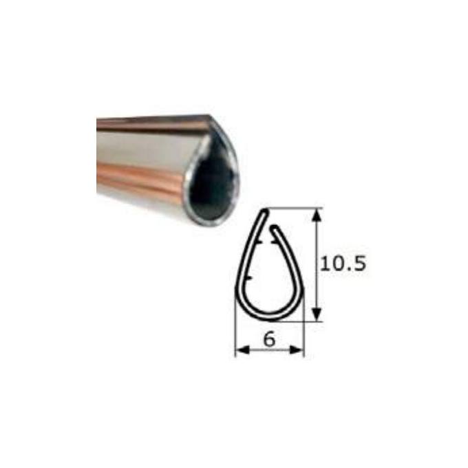 BURLETE PVC CROMADO ADHESIVO 10 ASIMETRICO (X MTS)