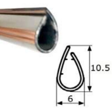 BURLETE PVC CROMADO ADHESIVO 10 ASIMETRICO (X MTS)